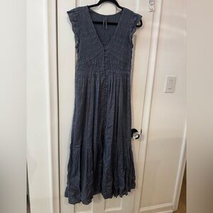 Anthropologie V neck button down maxi